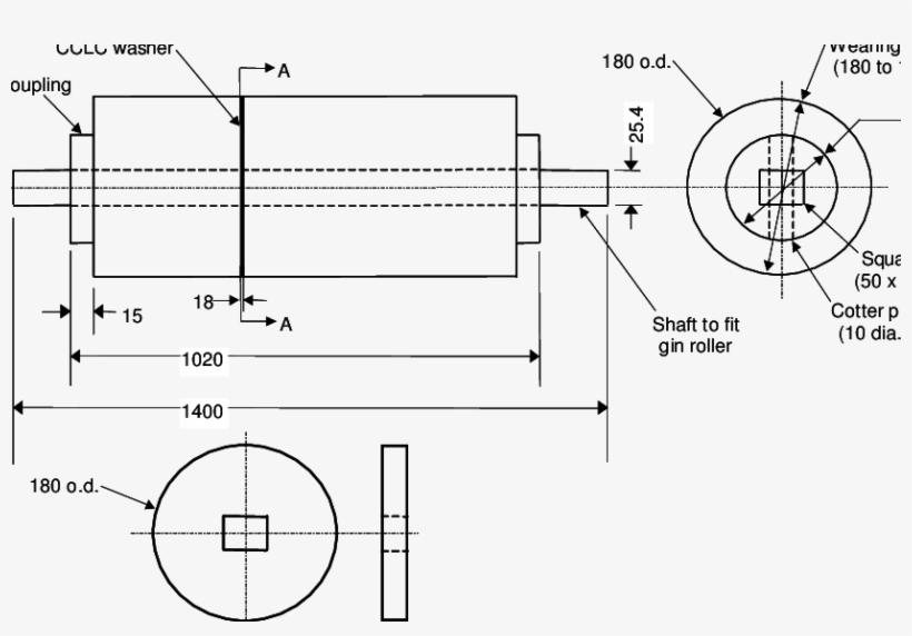 Drawing Of The Chrome Composite Leather-clad Washers - Roller Drawing, transparent png #6004507