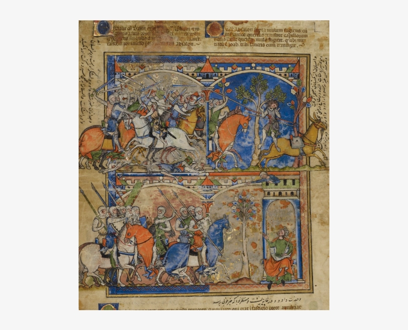 Leaf From The Morgan Picture Bible Unknown French About - Scenes From The Life Of Absalom, transparent png #6004645