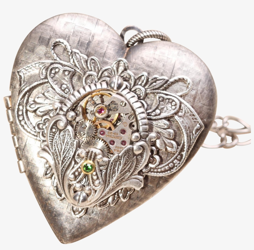 Steampunk Heart Necklace Steampunk Heart Locket Necklace - Heart Necklace Silver Heart Locket Necklace Heart Silver, transparent png #6006729