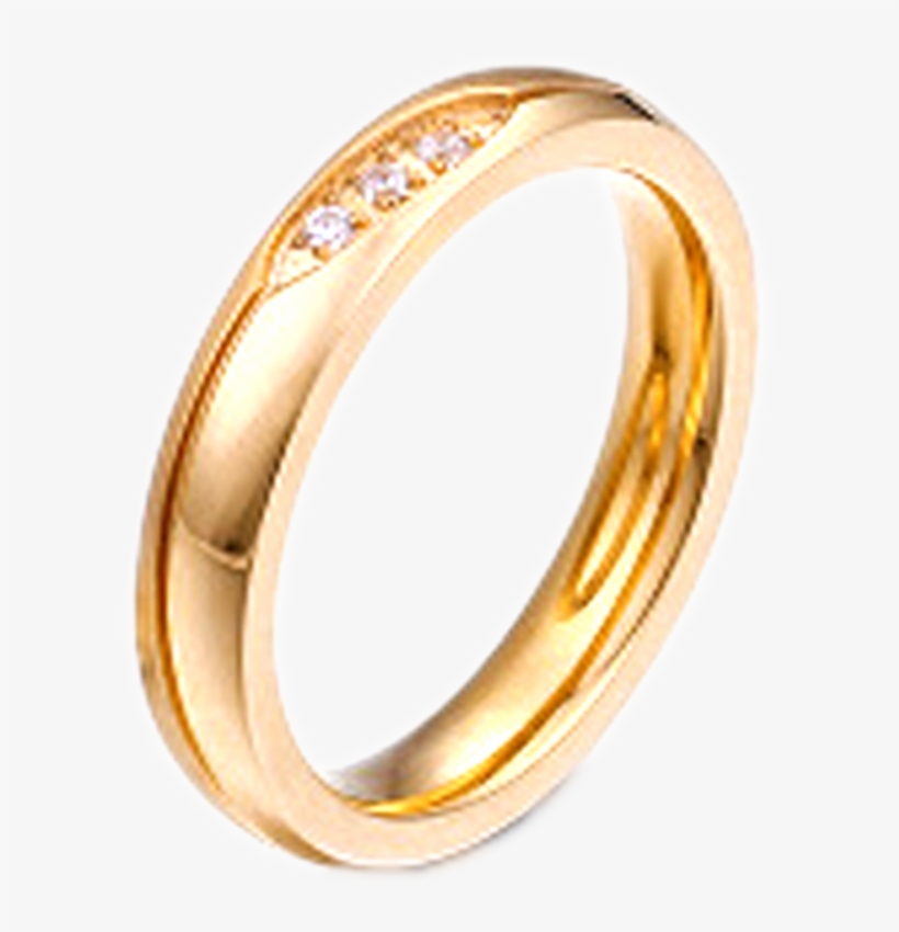Gold Color Ring With A Set Of Three Diamond Shaped, transparent png #6006785