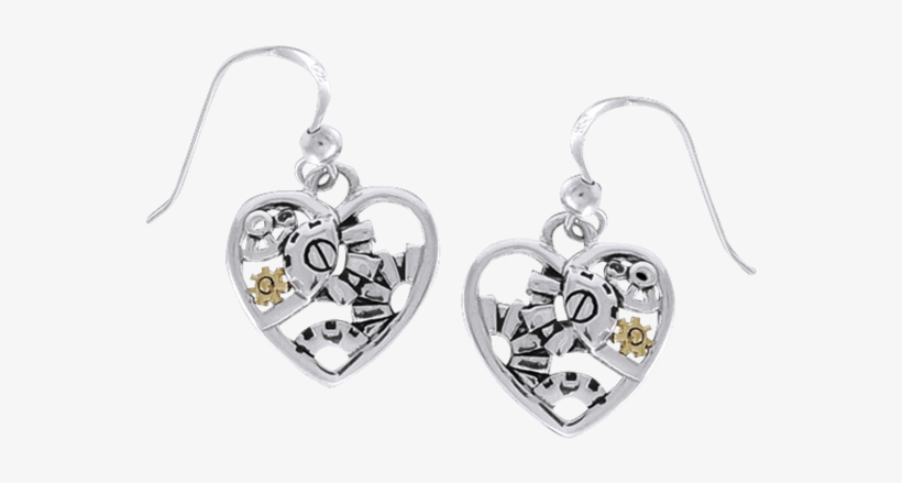 Steampunk Heart Earrings - "peter Stone Jewelry" Steampunk Heart Earrings, transparent png #6006837