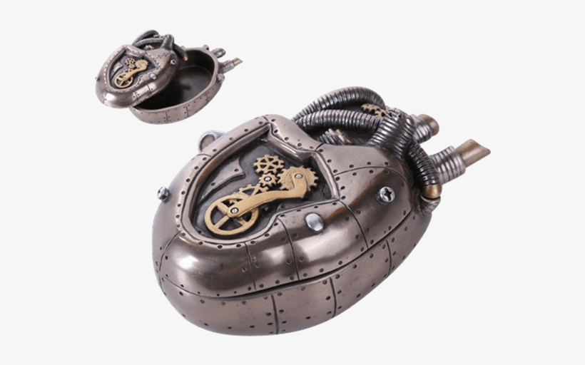 Steampunk Heart Trinket Box - Steampunk Dragon Heart Gear Pulse Radioactive Fire, transparent png #6007113