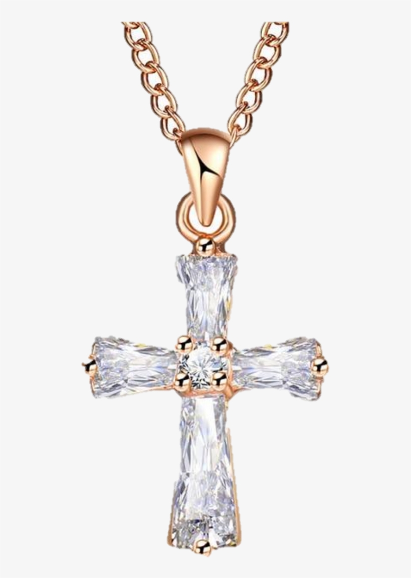 Flex Rose Gold Color Cross Pendant Necklace - Cross Necklaces For Women, transparent png #6007500