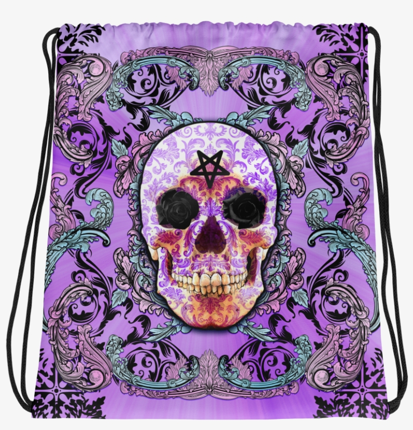 Pastel Goth Skull String Backpack, Soft Grunge Bag - Soft Grunge, transparent png #6010985