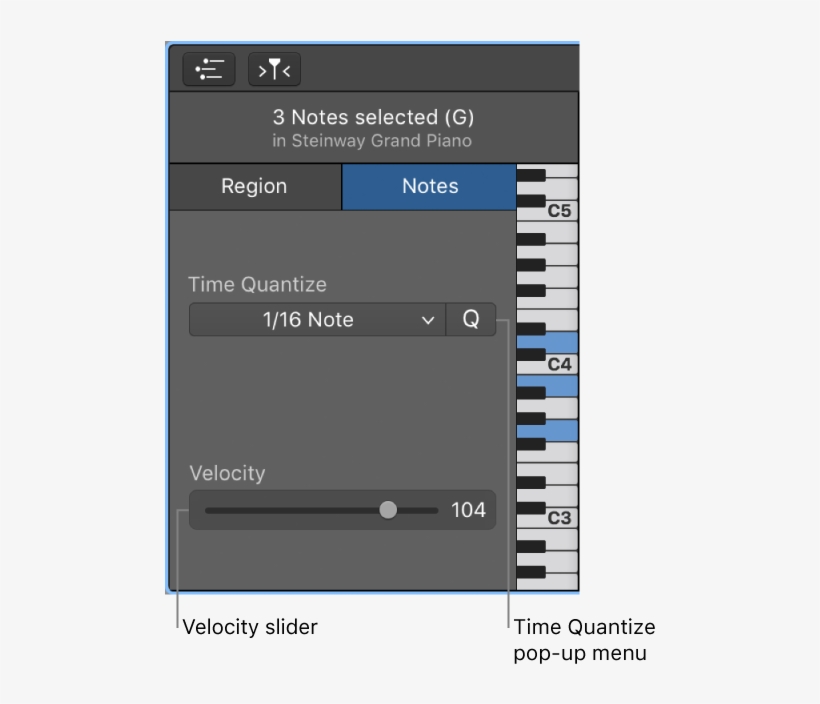 Piano Roll Editor Inspector In Notes Mode, Showing - Piano, transparent png #6025585