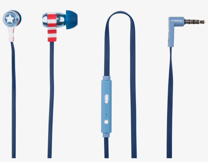 Zoom - Captain America Headphones - In-ear Earphones - For, transparent png #6025932