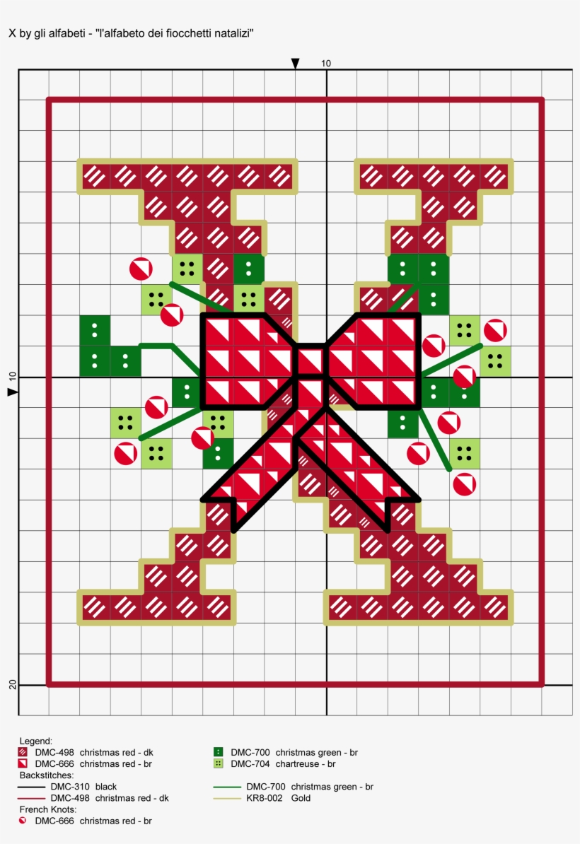 Alfabeto Dei Fiocchetti Natalizi X Xmas Cross Stitch, - Fiocchetti A Punto Croce, transparent png #6026295