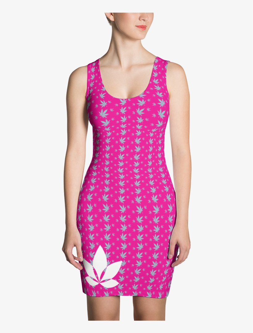 Smoke Pretty Hot Pink Leaf Bodycon Dress - Themagicannex Dress - Witch In The Moon Sublimation, transparent png #6026768