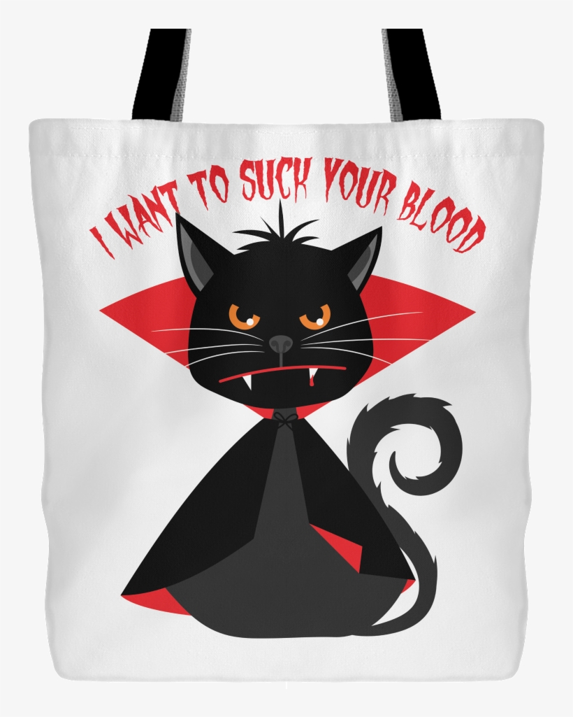 Vampire Cat Halloween Tote Bag - Black Cartoon Halloween Cats, transparent png #6027485