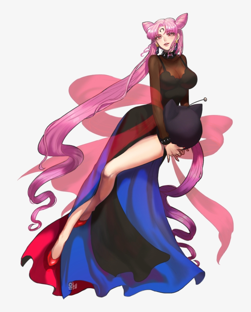 Black Lady, Chibi Usa, And Luna-p - Sailor Moon Black Lady Full Body, transparent png #6028702