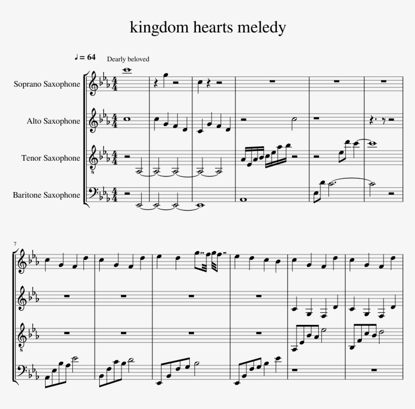 Kingdom Hearts Melody Sheet Music For Soprano Saxophone, - Wind Waker Theme Alto Sax Sheet, transparent png #6030022