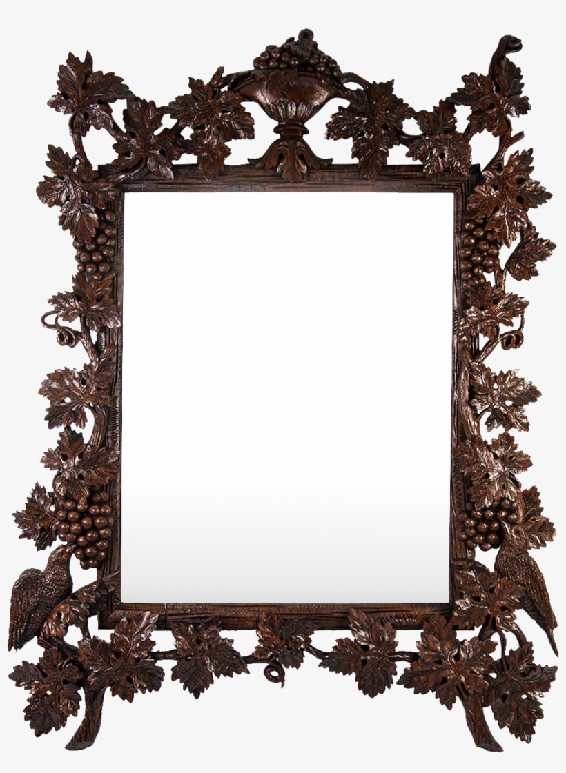 Superb 17" Hand Carved Antique Black Forest Or French - Frame Antique Vines, transparent png #6033185