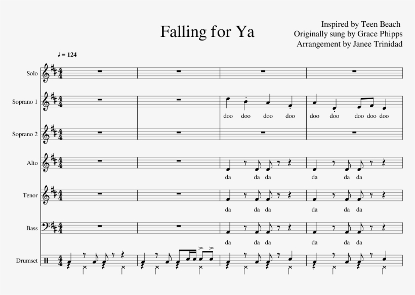 Falling For Ya Sheet Music For Piano, Synthesizer, - Falling For Ya, transparent png #6038936