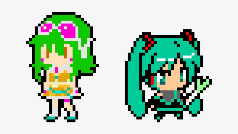 Gumi And Miku - Pixel Art Manga Chibi, transparent png #6040890