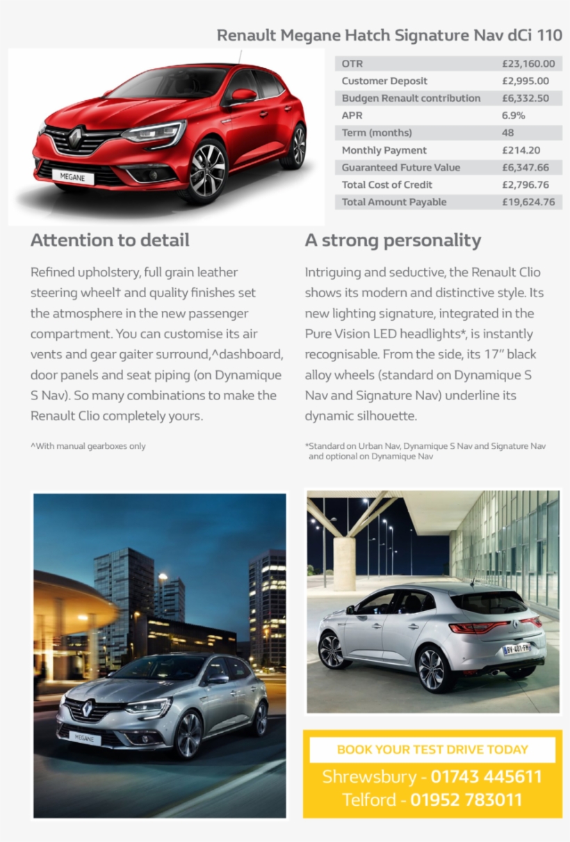 Renault Megane Hatch Signature Nav Dci 110 Otr 23,160 - Panel Label, transparent png #6043511