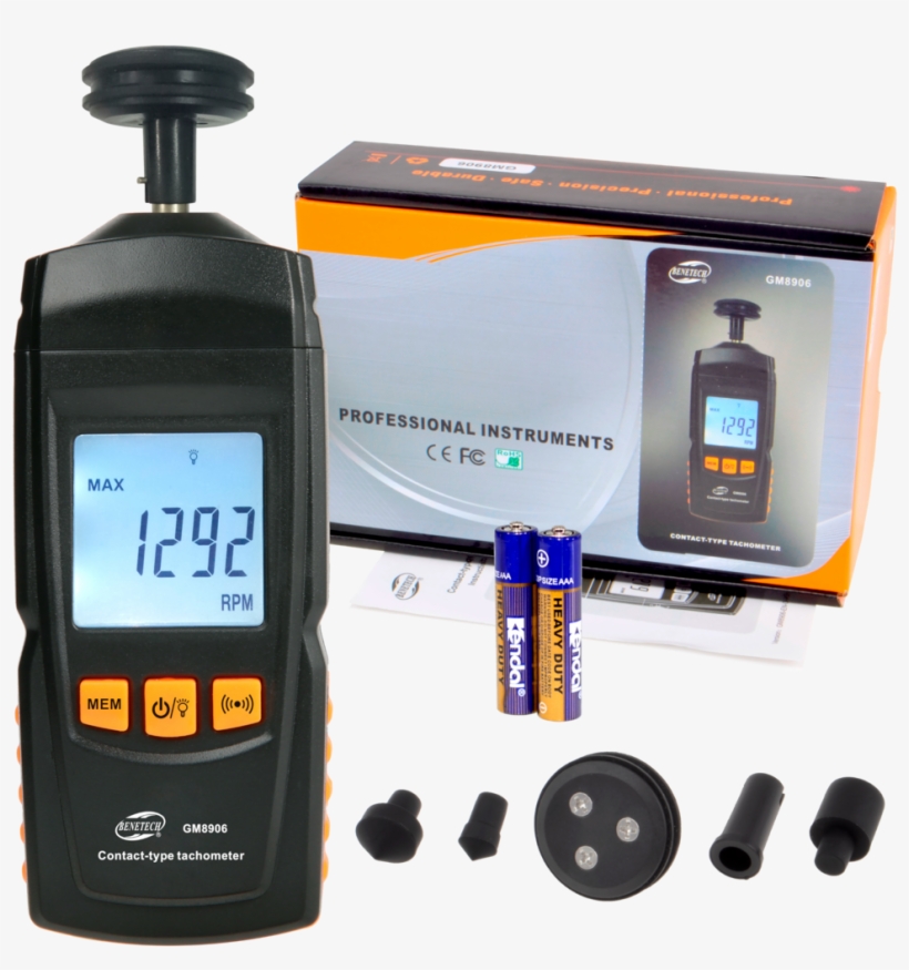 Contact Tachometer Rmp Meter With Lcd - Tachometer, transparent png #6043701