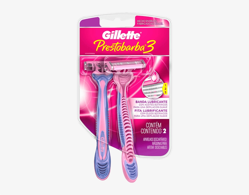 Aparelho De Barbear Gillette Prestobarba 3 Rosa C/ - Gillette, transparent png #6046407