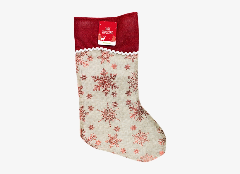Christmas Jute Foil Printed Stocking - Christmas Day, transparent png #6048689