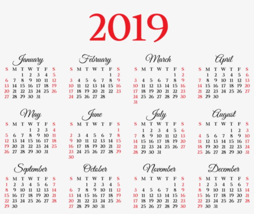 2019 Calendar Png, transparent png #6049447