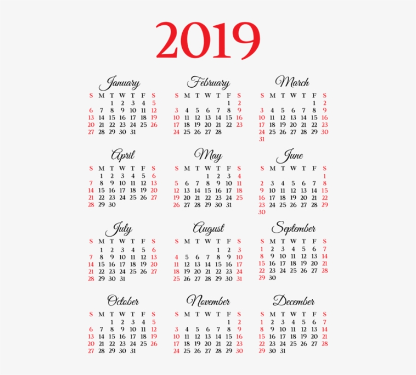 2019 Calendar Png - Transparent 2019 Calendar Png, transparent png #6049712