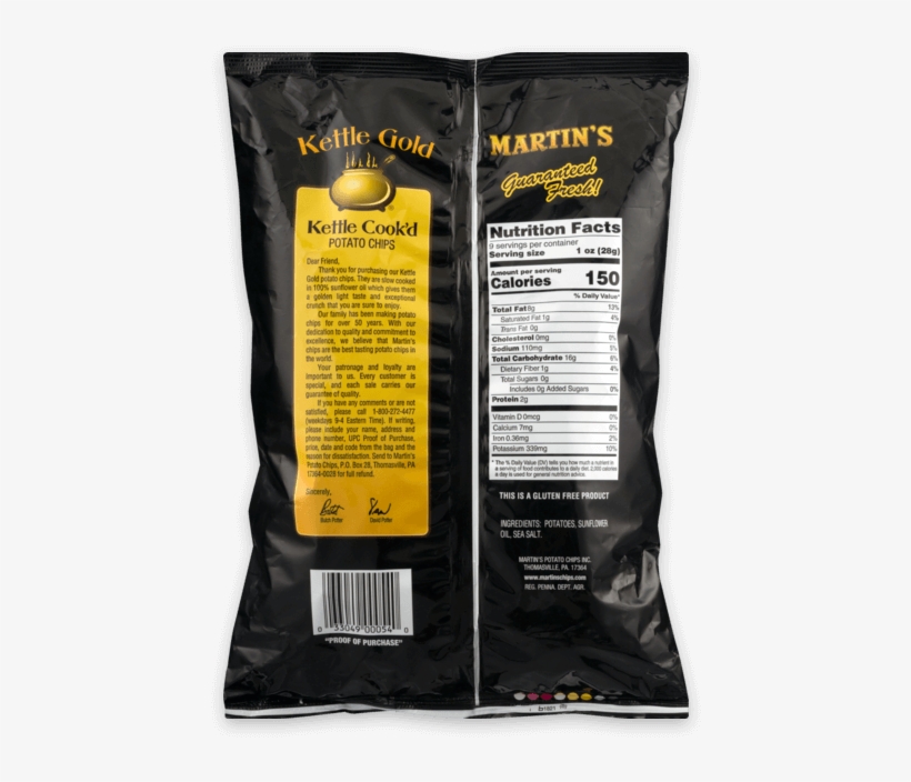 Martin's Kettle Gold Potato Chips Kettle Cook'd - Potato Chip, transparent png #6054098