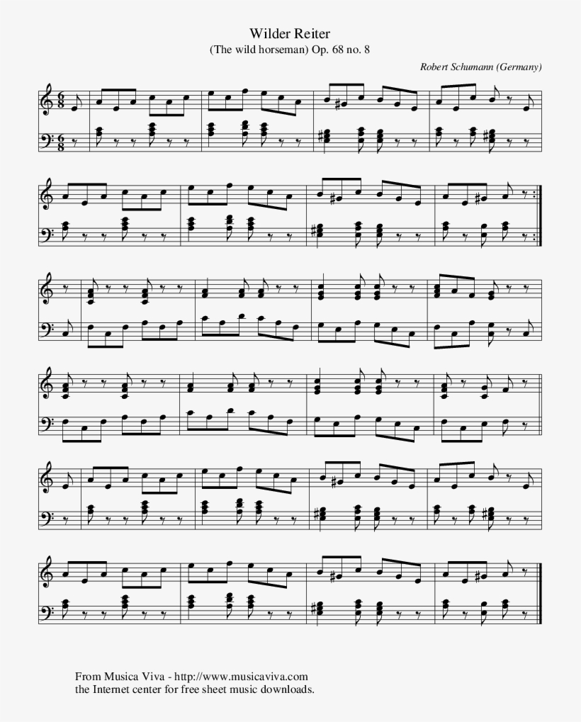 Listen To Op - Schumann Wilder Reiter Noten, transparent png #6055439