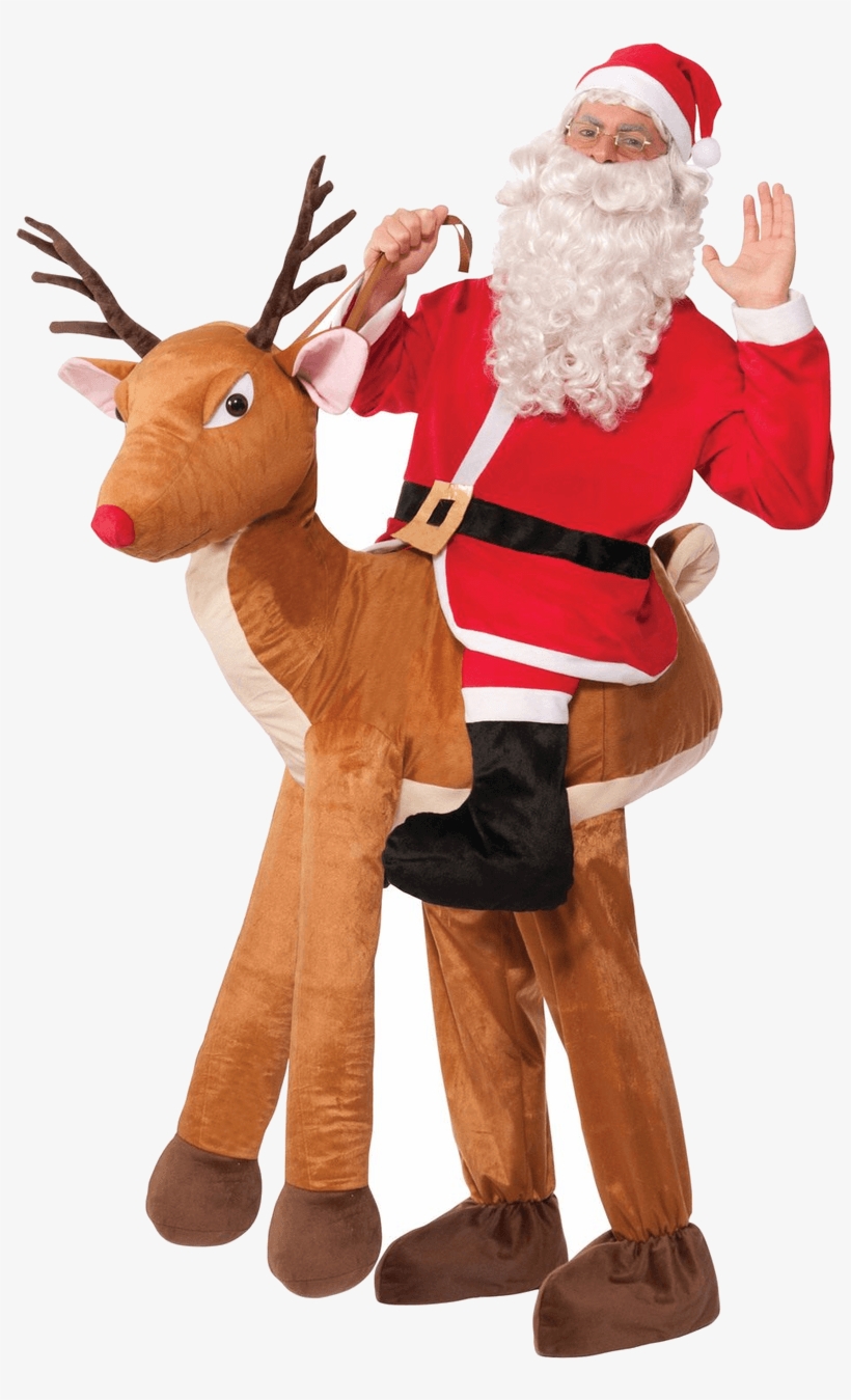 Santa Riding Reindeer Costume, transparent png #6056204