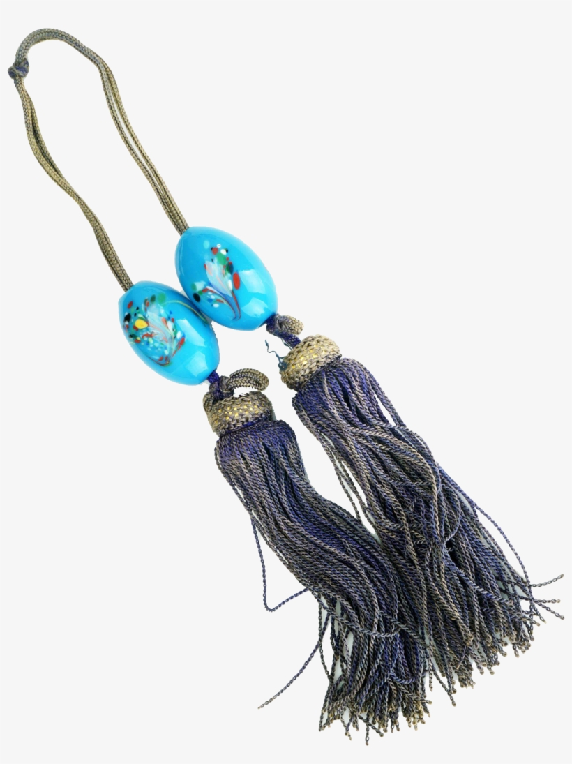 Japanese Art Glass Scroll Weights With Purple Tassels - Locket, transparent png #6058942