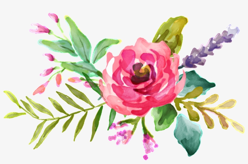 Pink Watercolor Flower Bouquet Design Background Vector - Floral Flower Png, transparent png #6059737