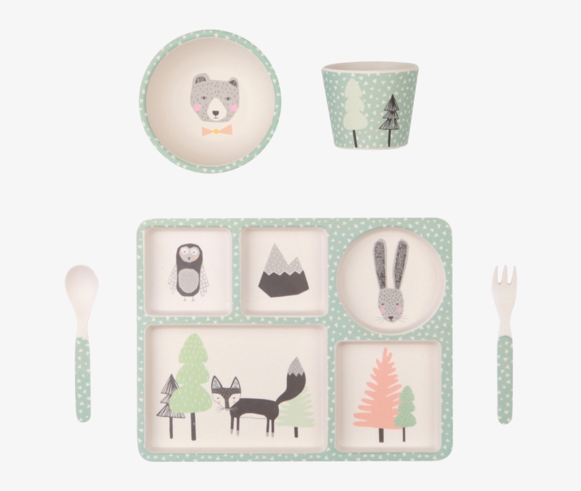 Love Mae Bamboo Dinner Set 5 Piece Fox And Friends - Love Mae - 5 Piece Bamboo Dinner Set - Fox And Friends, transparent png #6060947