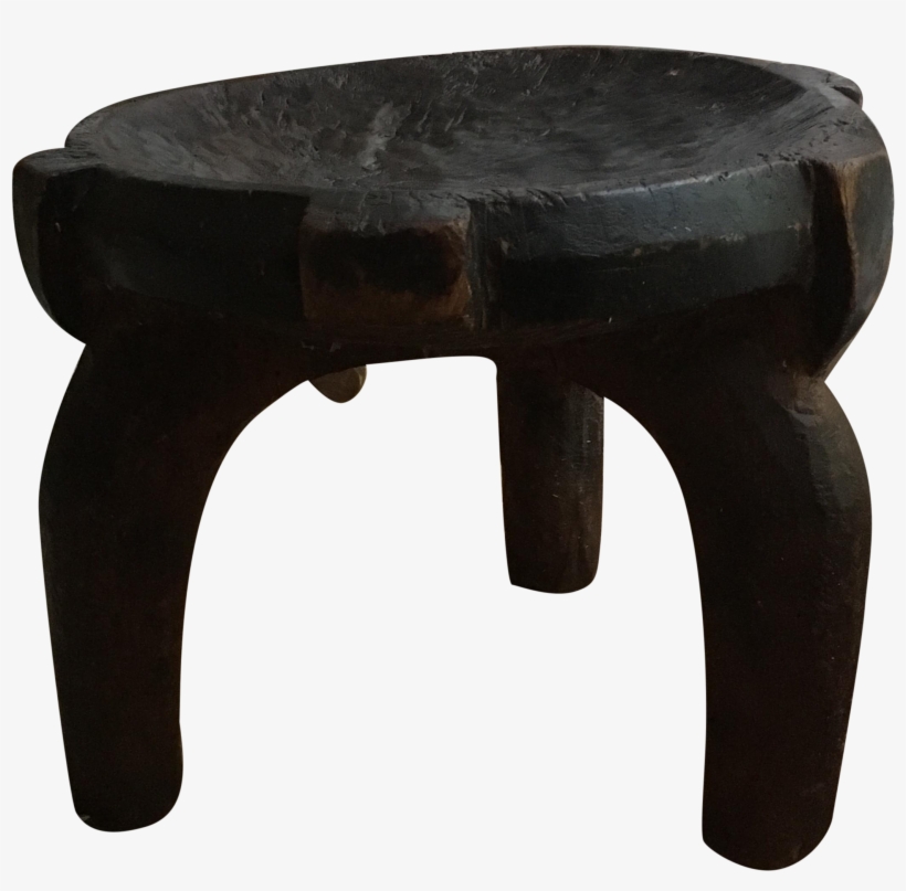 Carved African Hehe Three Legged Stool, Tanzania - End Table, transparent png #6062878