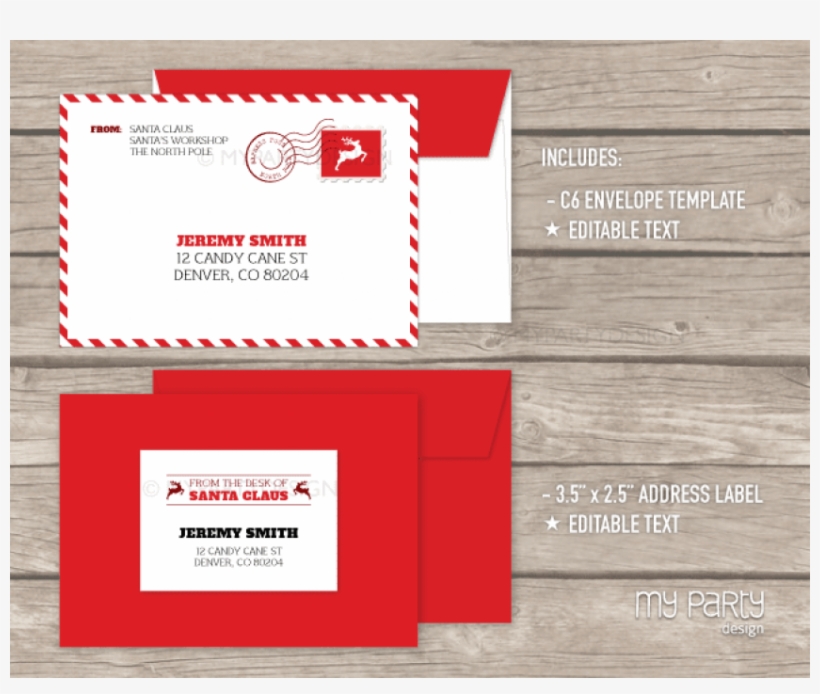 Envelope Clipart Envelope Design - North Pole Letter From Santa Envelope Printable, transparent png #6065300