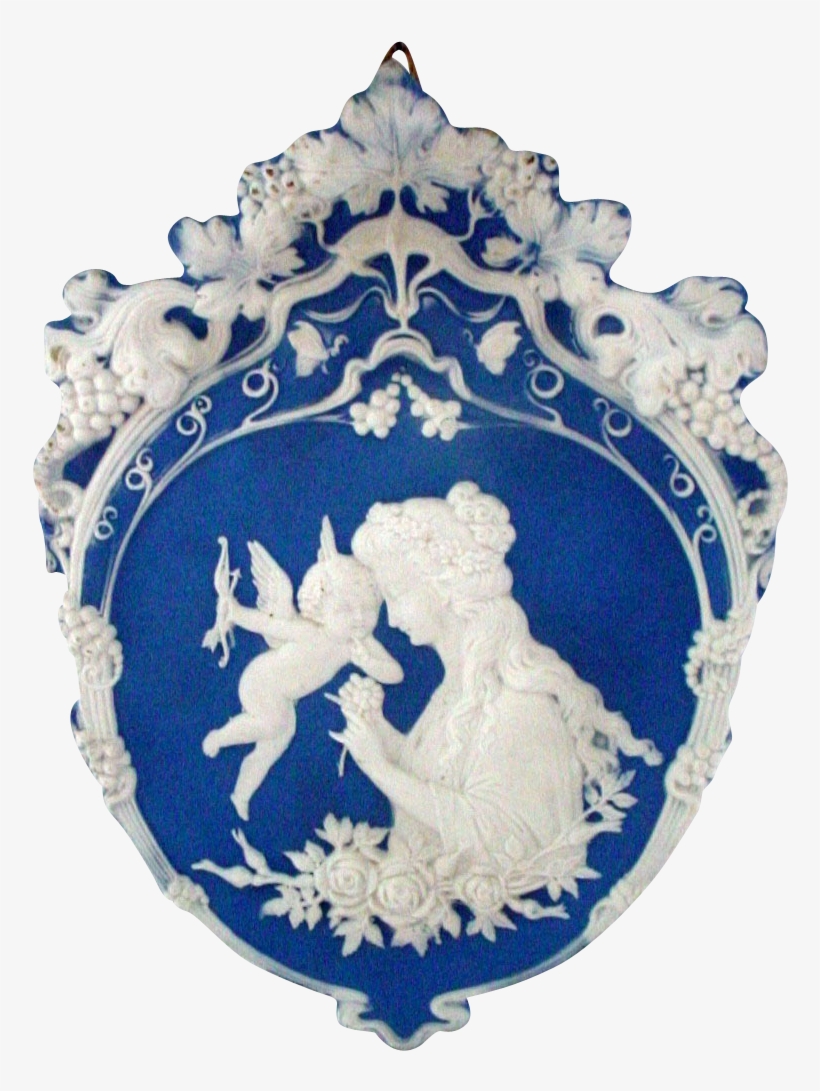 German Jasperware Plaque With Ornate Border Woman And - Jasperware Plaque, transparent png #6066586