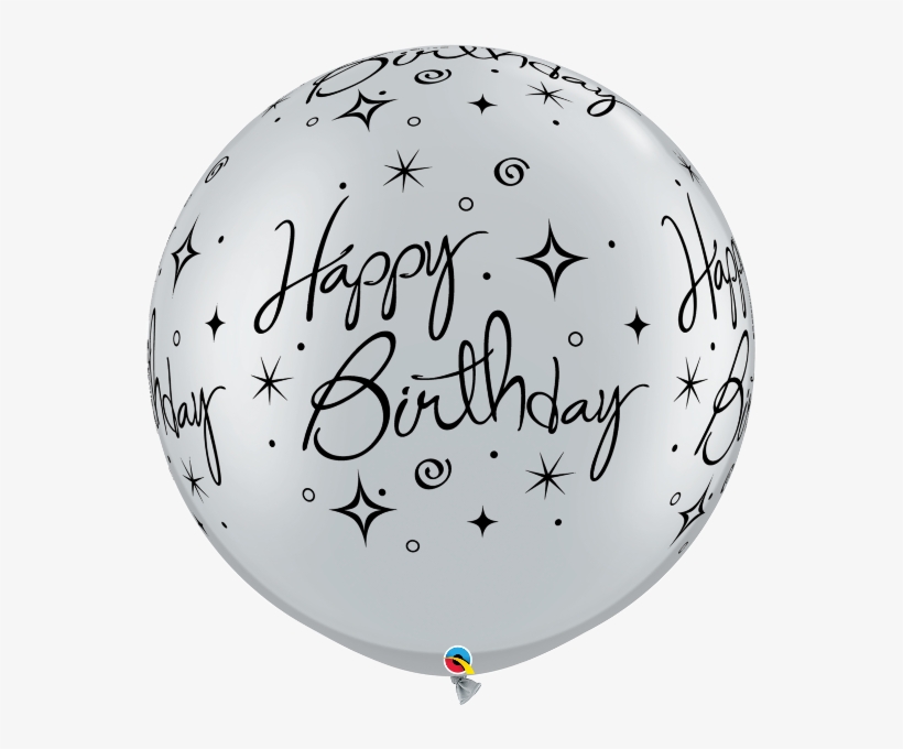 Birthday Sparkles Swirls A Round Silver V=1503449598 - Happy Birthday White Balloons Png, transparent png #6067422