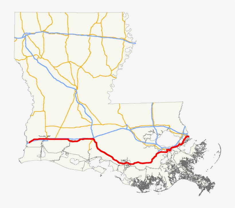Lake Charles La Map Awesome U S Route 90 In Louisiana - Louisiana, transparent png #6067512