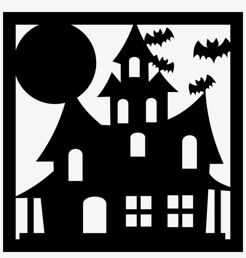 Casa Halloween, Halloween Art Projects, Halloween Window, - Haunted House Black Silhouette, transparent png #6070821
