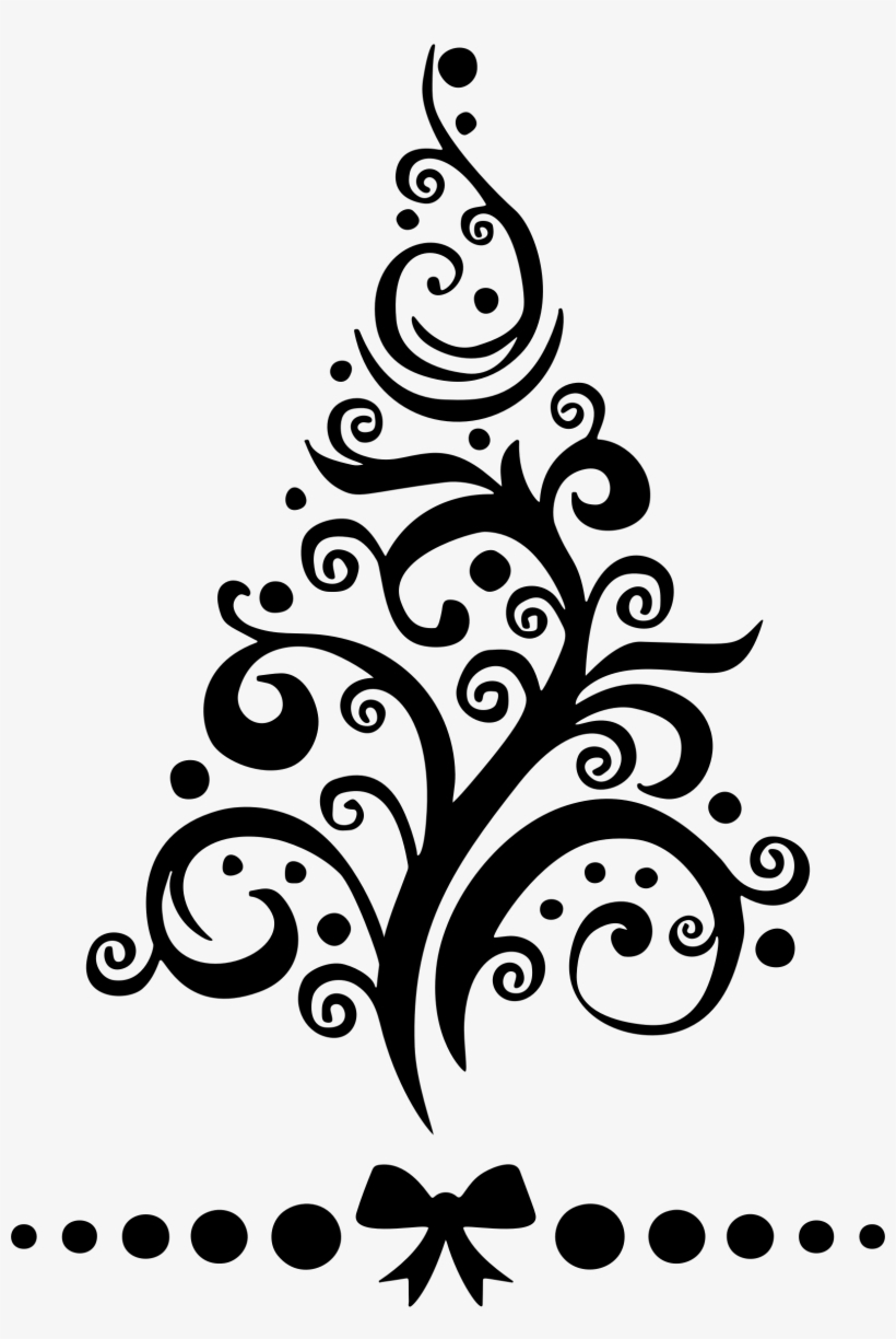 Big Image - Silhouette Christmas Tree Black And White Clipart, transparent png #6070933