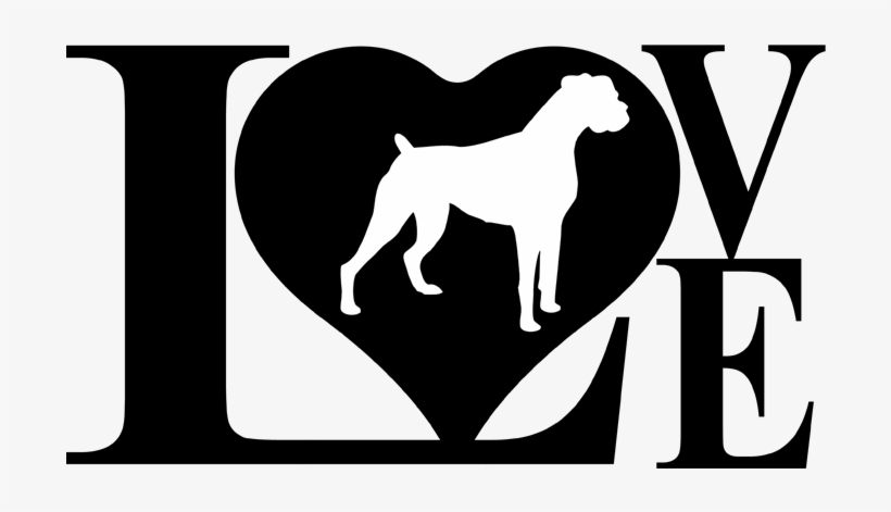 Dog Love Boxer Decal Sticker - Black And White Dachshund Clipart, transparent png #6070941