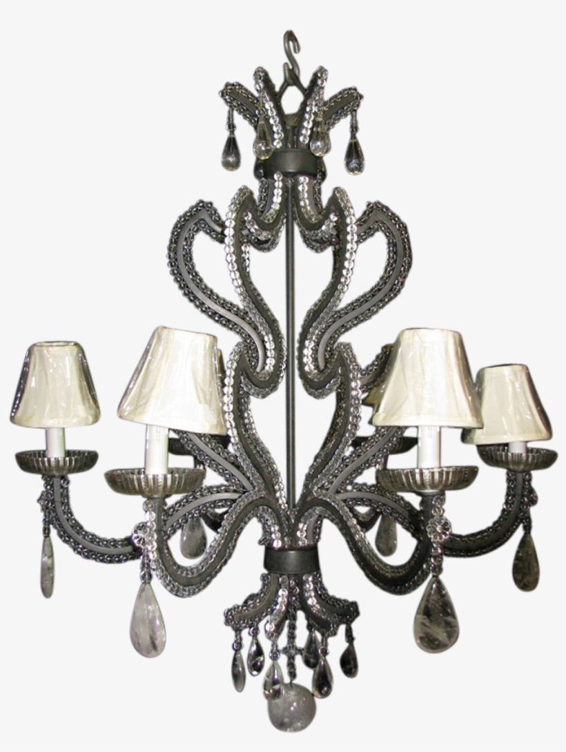 Rock Crystal And Beaded Glass Chandelier - Chandelier, transparent png #6073746