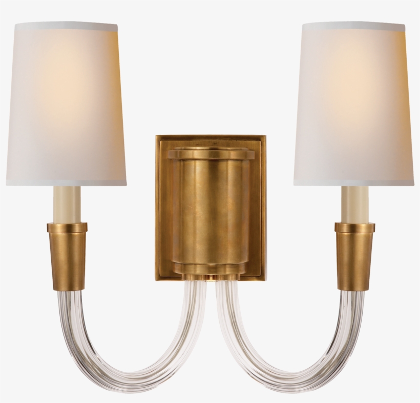 Vivian Double Sconce - Vivian Double Sconce - Hand-rubbed Brass - Visual Comfort, transparent png #6074286