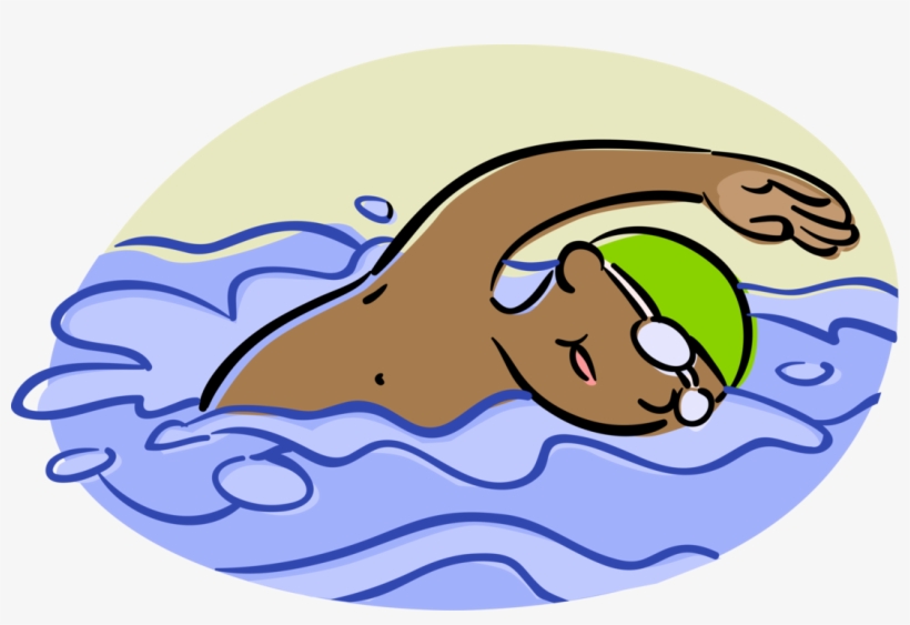 Competitive Swimmer Swims Vector Image Illustration - Как Нарисовать Человека В Бассейне, transparent png #6077132