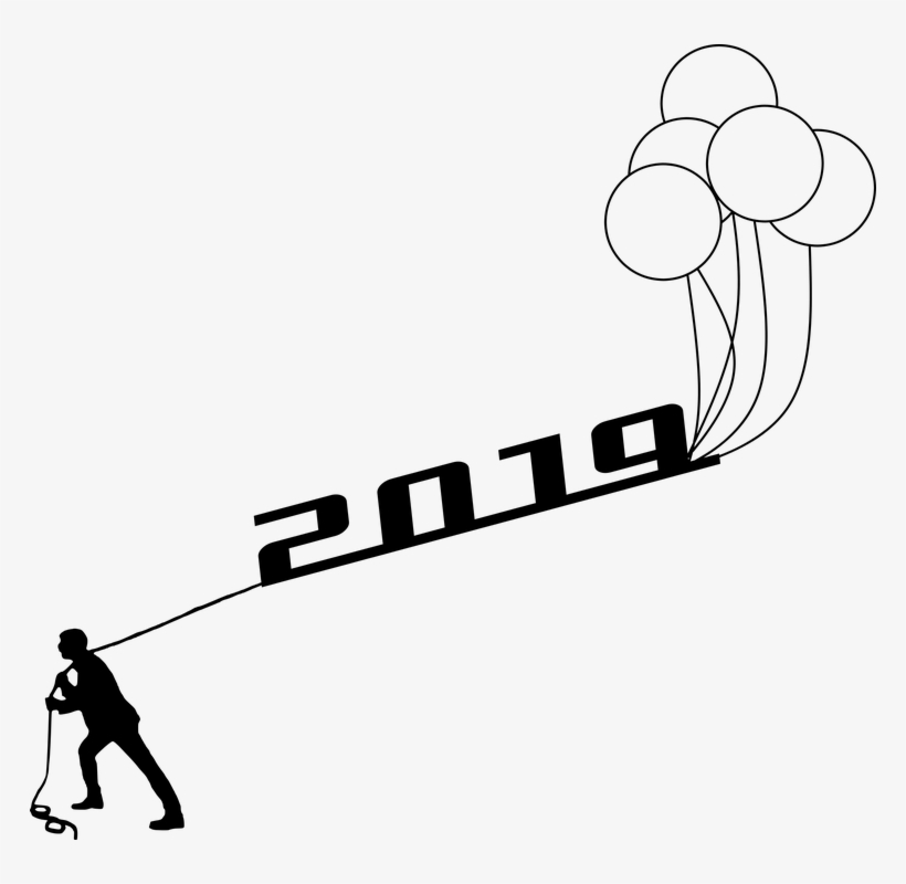 Silhouette, New Year, 2019, Grabbing, Man, Work - Gambar Ucapan Selamat Tahun Baru 2019, transparent png #6077705