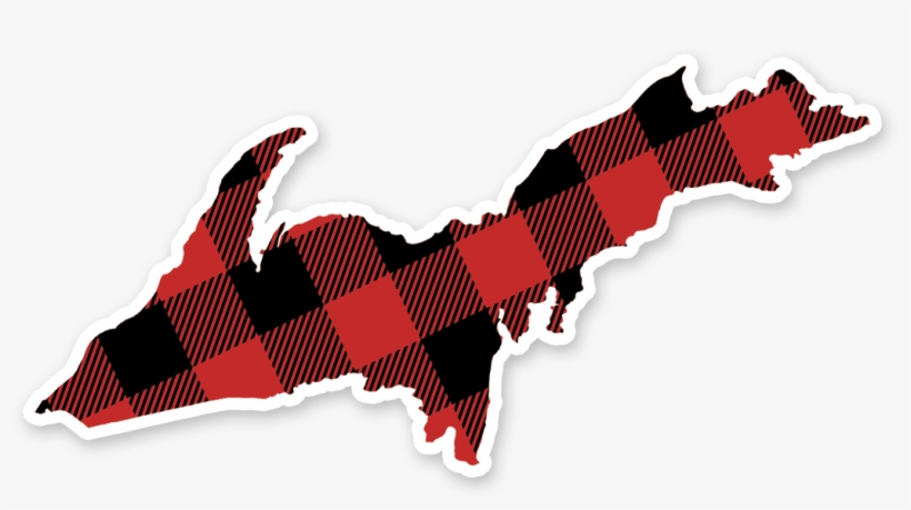 Plaid Upper Peninsula Sticker - Map Of Michigan, transparent png #6078223