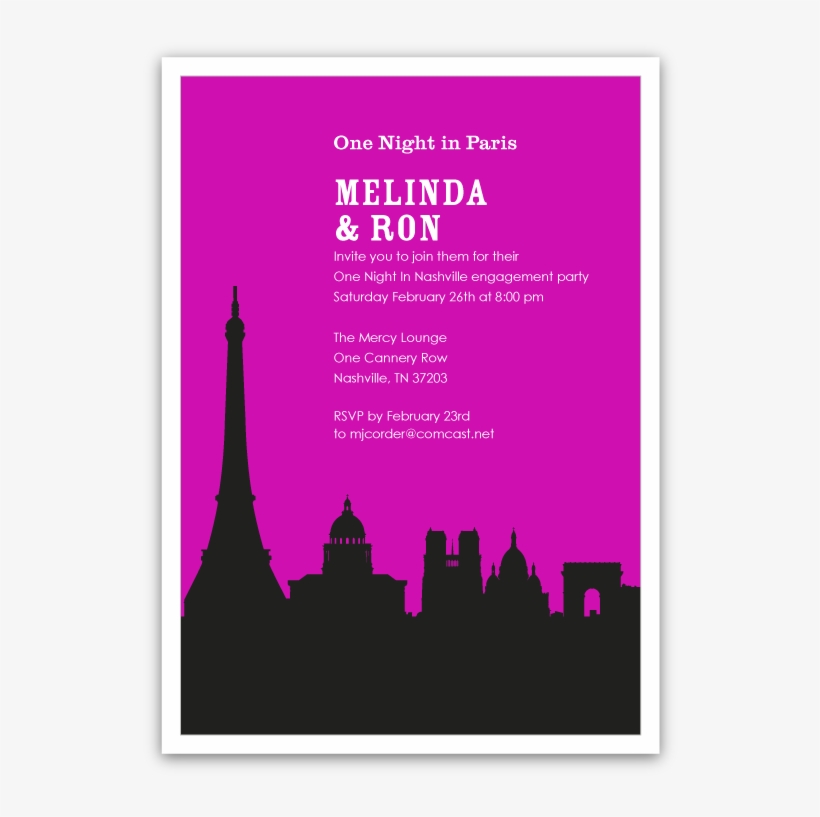 Paris Skyline Silhouette Party Invitations - Nashville, transparent png #6079439