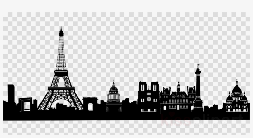 Paris Skyline Silhouette Clipart Eiffel Tower Silhouette - Paris Skyline Clipart, transparent png #6080420
