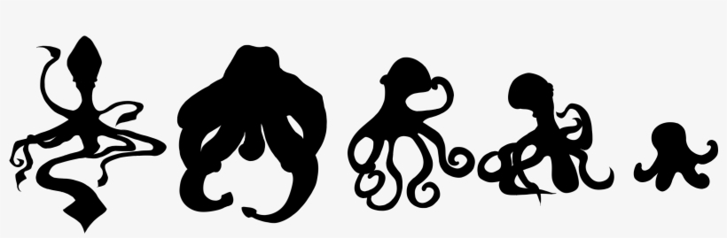 Octopi Lineup And Silhouettes - Digital Compositing, transparent png #6081347