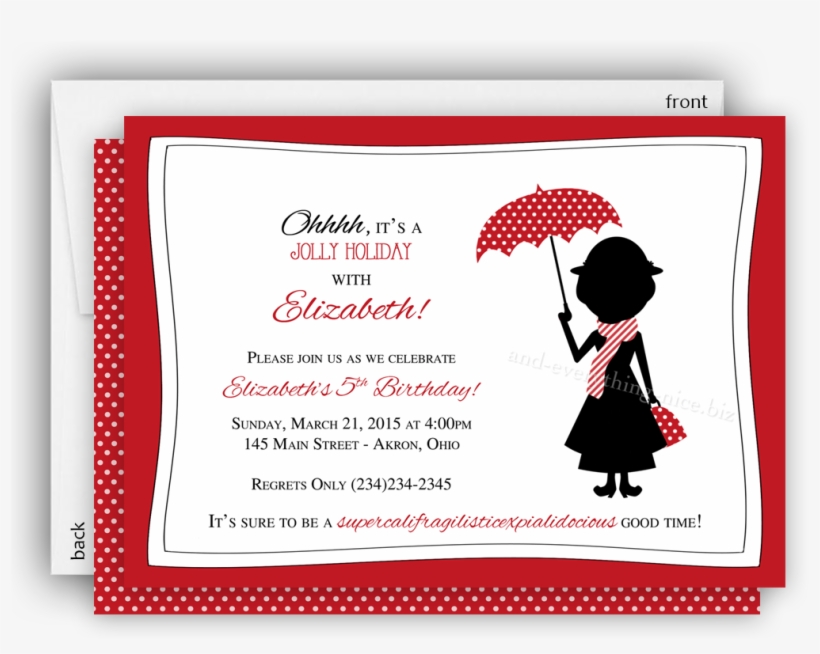 Mary Poppins Party Invitation • Baby Shower Birthday - Mary Poppins Themed Party Invitations, transparent png #6088748