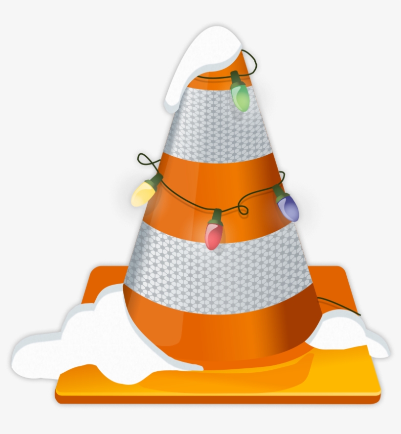 Cone With Snow And Christmas Light Around It - Cone, transparent png #6090792
