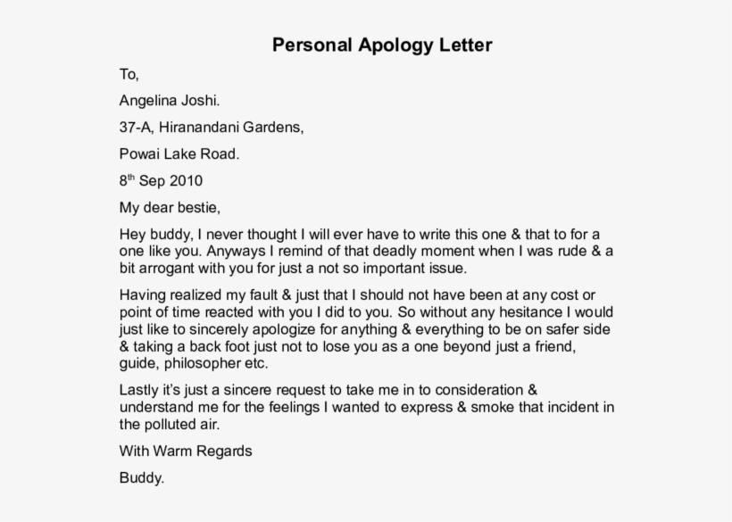 Words Of Apology To A Friend - Justificacion De Educacion Fisica, transparent png #6091411