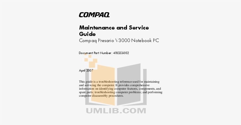 Pdf For Hp Laptop Compaq Presario,presario Cq41-226 - Compaq, transparent png #6097515